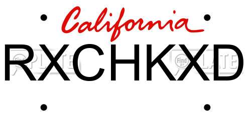 RXCHKXD California License Plate