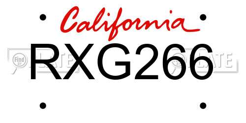 RXG266 California License Plate