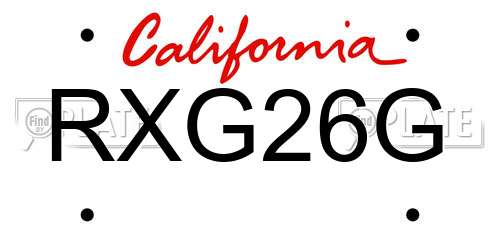 RXG26G California License Plate