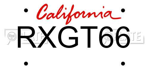 RXGT66 California License Plate