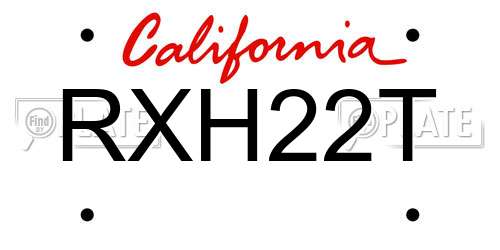 RXH22T California License Plate