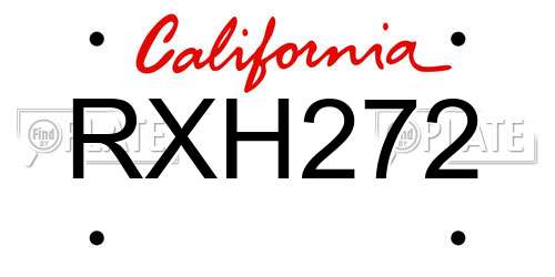 RXH272 California License Plate