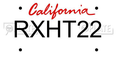 RXHT22 California License Plate