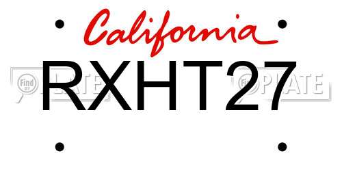RXHT27 California License Plate