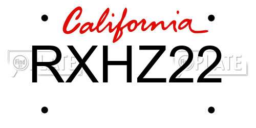 RXHZ22 California License Plate