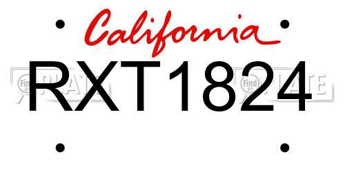 RXT1824 California License Plate