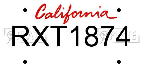 RXT1874 California License Plate