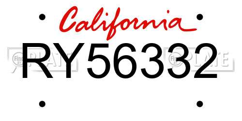 RY56332 California License Plate