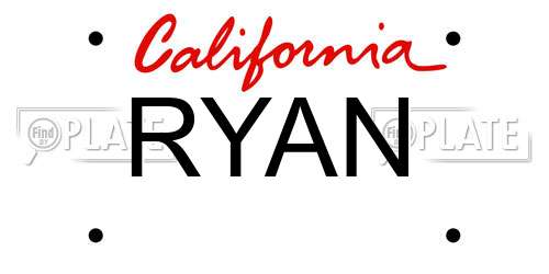 RYAN California License Plate