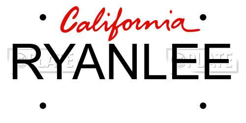 RYANLEE California License Plate