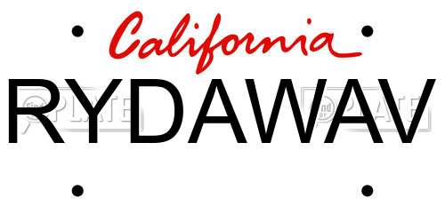 RYDAWAV California License Plate