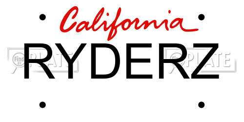 RYDERZ California License Plate