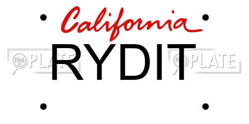 RYDIT California License Plate