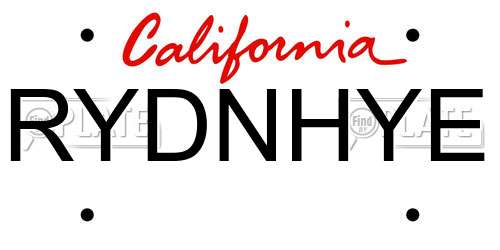 RYDNHYE California License Plate