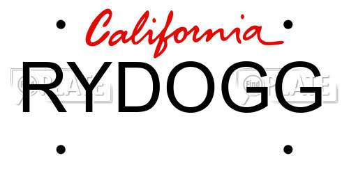 RYDOGG California License Plate