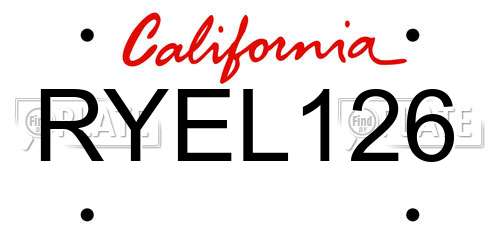 RYEL126 California License Plate