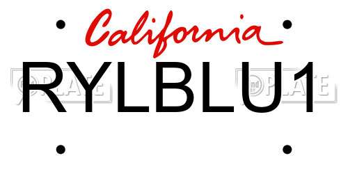 RYLBLU1 California License Plate
