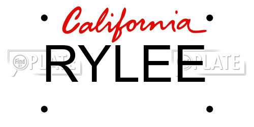 RYLEE California License Plate