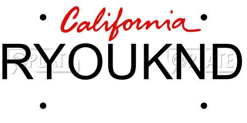 RYOUKND California License Plate