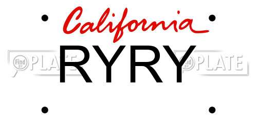 RYRY California License Plate