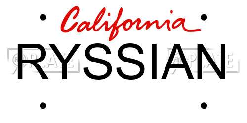 RYSSIAN California License Plate
