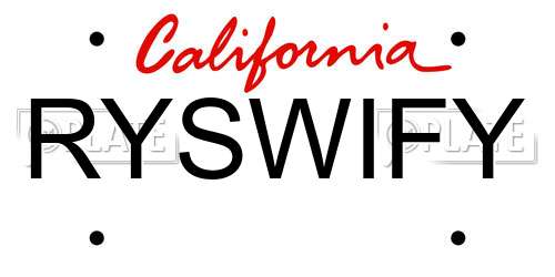 RYSWIFY California License Plate