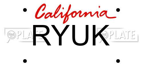 RYUK California License Plate