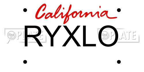 RYXLO California License Plate