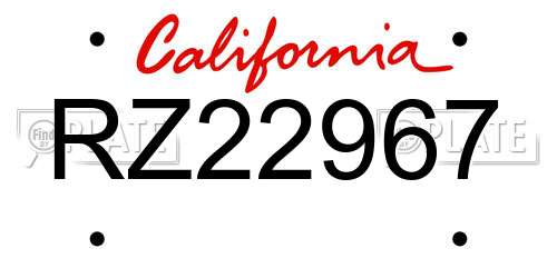 RZ22967 California License Plate