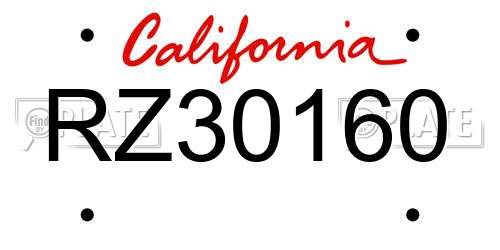 RZ30160 California License Plate