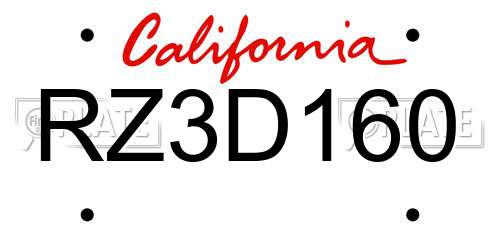 RZ3D160 California License Plate