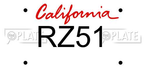 RZ51 California License Plate