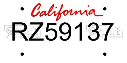RZ59137 California License Plate