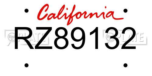 RZ89132 California License Plate