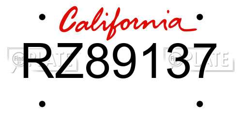 RZ89137 California License Plate