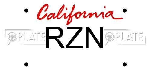 RZN California License Plate