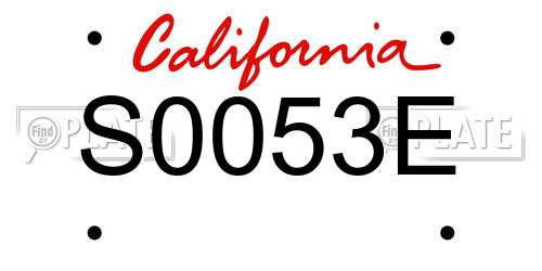 S0053E California License Plate
