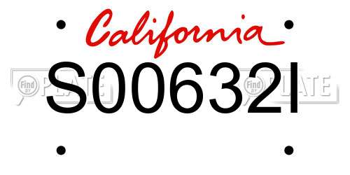 S00632I California License Plate