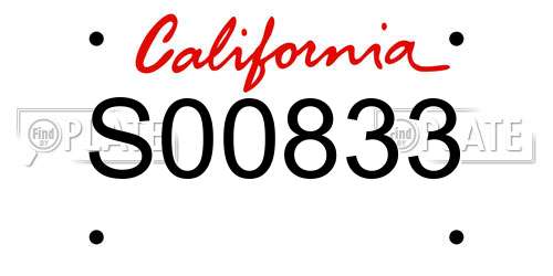 S00833 California License Plate