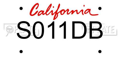 S011DB California License Plate