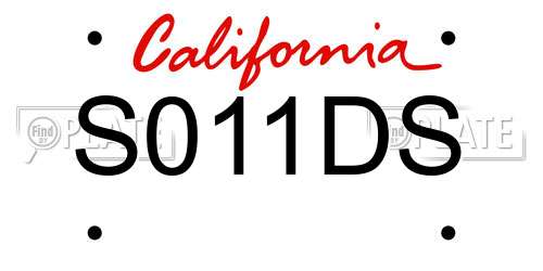 S011DS California License Plate