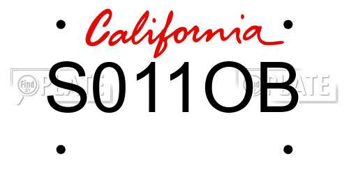 S011OB California License Plate
