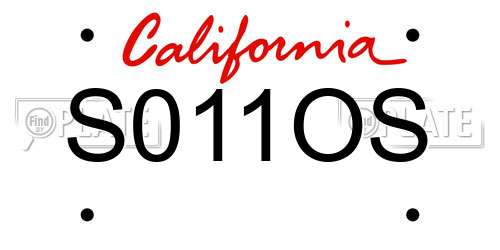 S011OS California License Plate