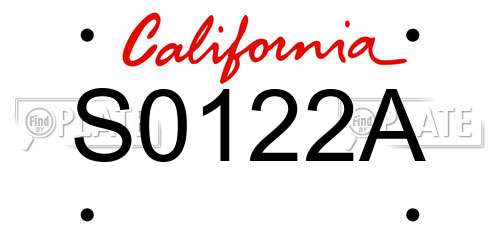 S0122A California License Plate