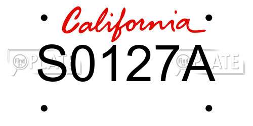S0127A California License Plate