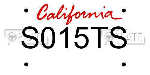 S015TS California License Plate