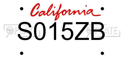 S015ZB California License Plate