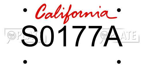 S0177A California License Plate