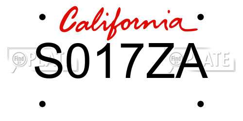 S017ZA California License Plate