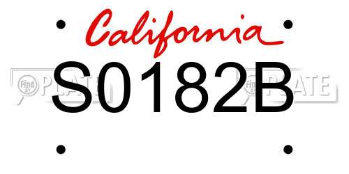 S0182B California License Plate